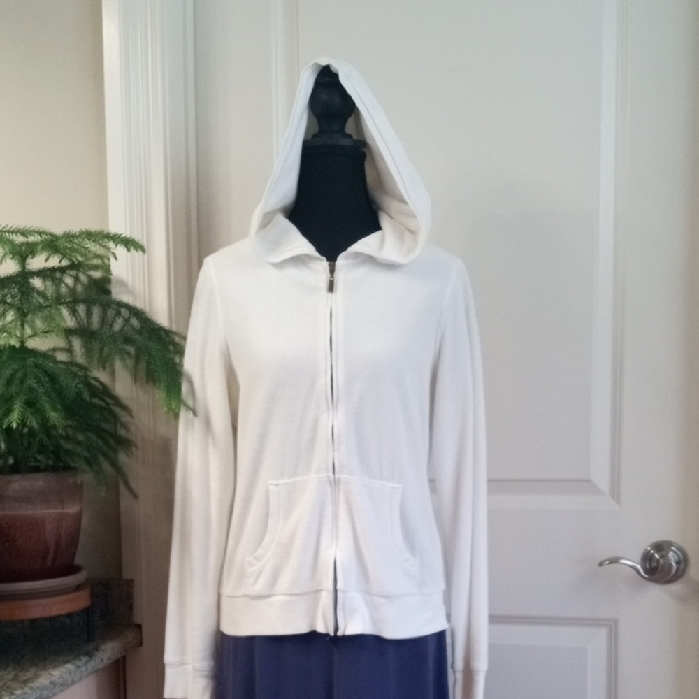 Victoria's Secret "Plush And Lush" Brand White Hoodie.  Size Large